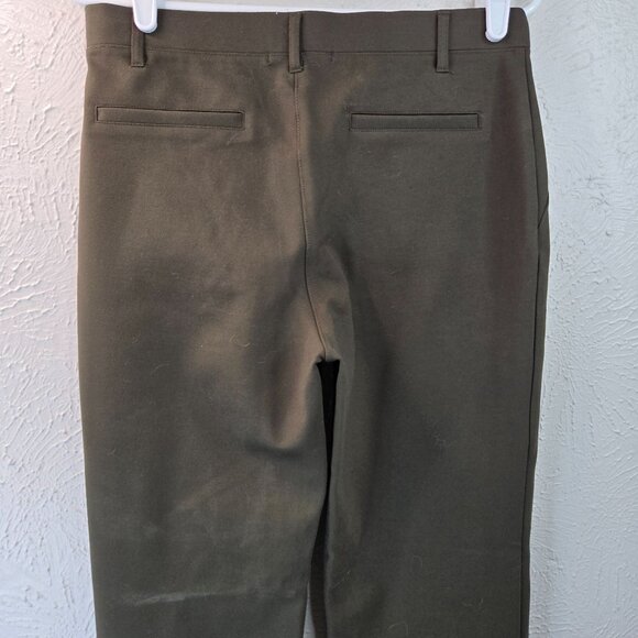 Quince Ponte Stretch Pants M Dark Green Straight Leg Minimalist Pull On Trousers - Picture 7 of 13
